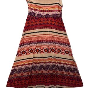 Lapis Jersey Maxi Stretch Skirt‎ Foldover Medium Pull On Geometric Aztec
